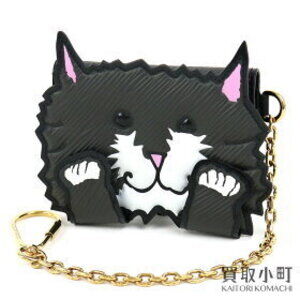 Louis Vuitton Caram Card Holder Epi Case Pass Chain Bag Charm Cat LV